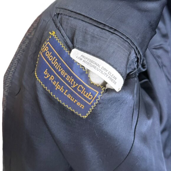 Polo University Club Ralph Lauren Plaid Blazer Navy 46 Preppy Academia - Picture 5 of 8